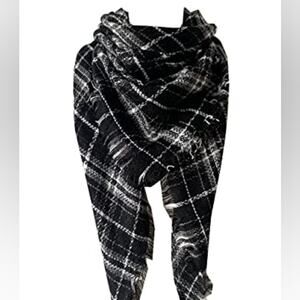 New Black & White Long Scarf Shawl Cashmere Feel Plaid  Scarf‎